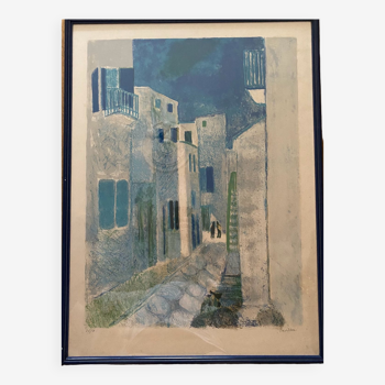 The small alley in Serifos - Guy Bardone - Numbered signed lithograph