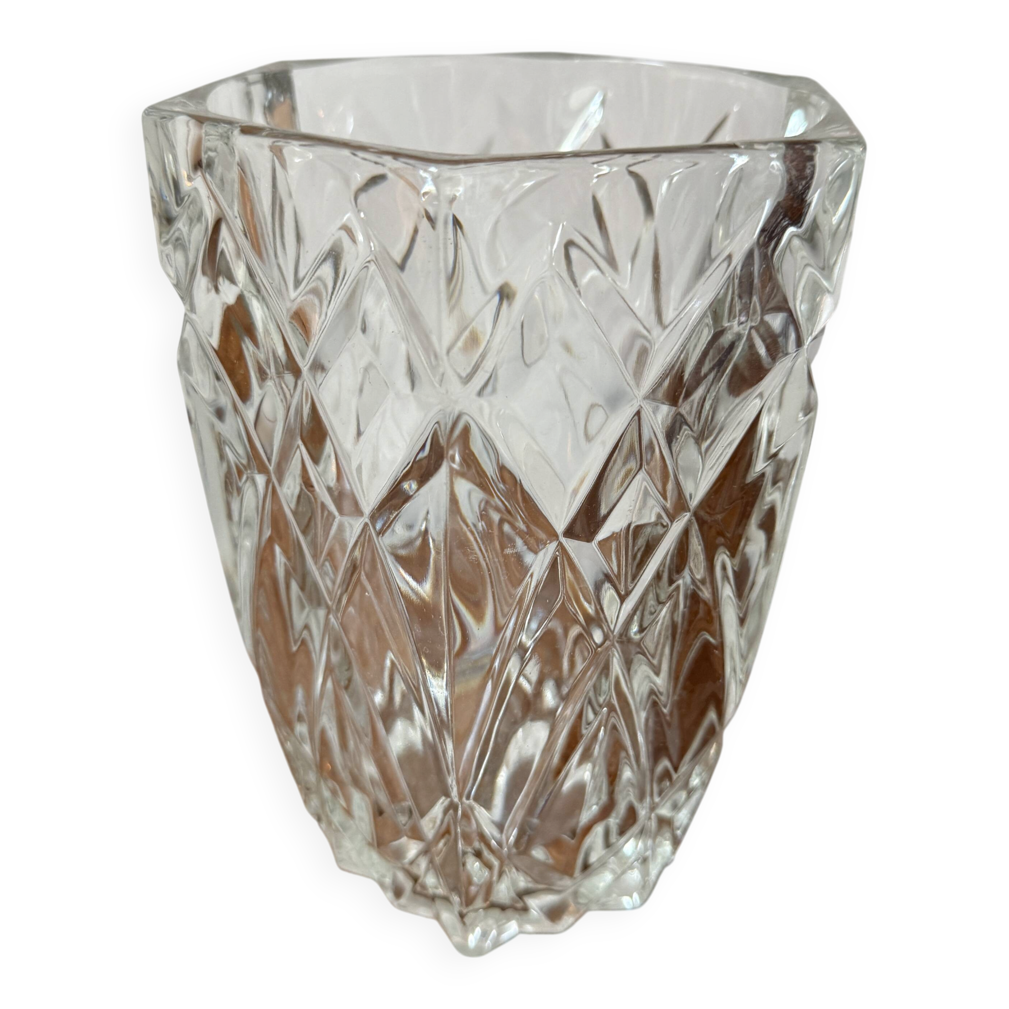 Cut glass transparent vase