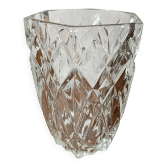Cut glass transparent vase
