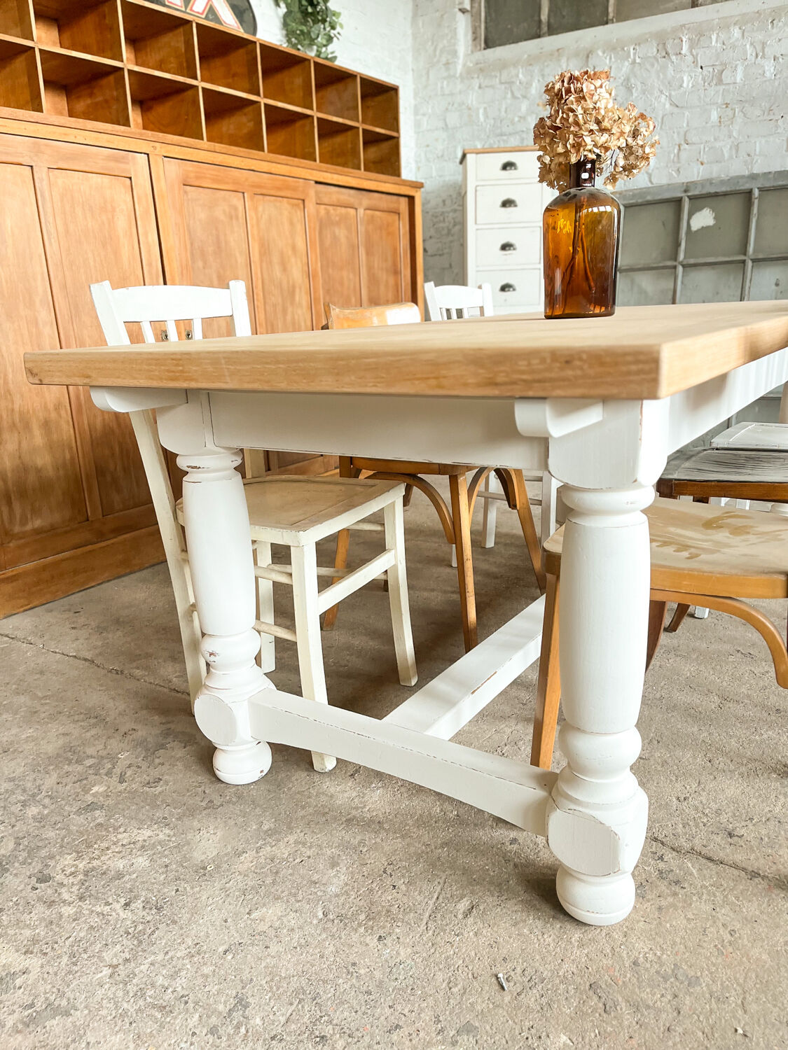 Old white farmhouse table