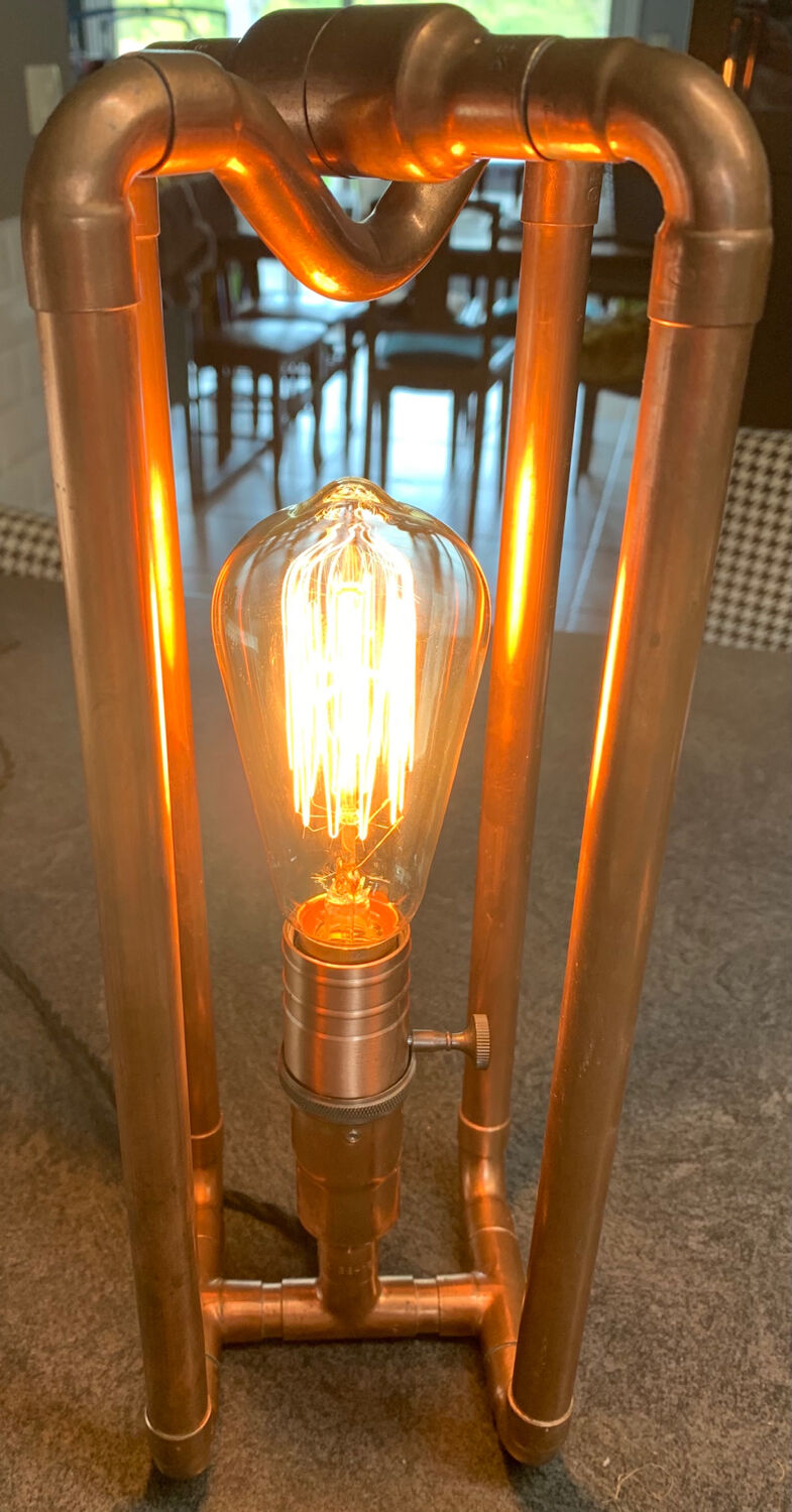 Table lamp copper pipes