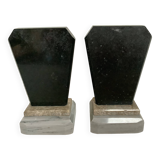Pair of asymmetrical art deco marble bookends