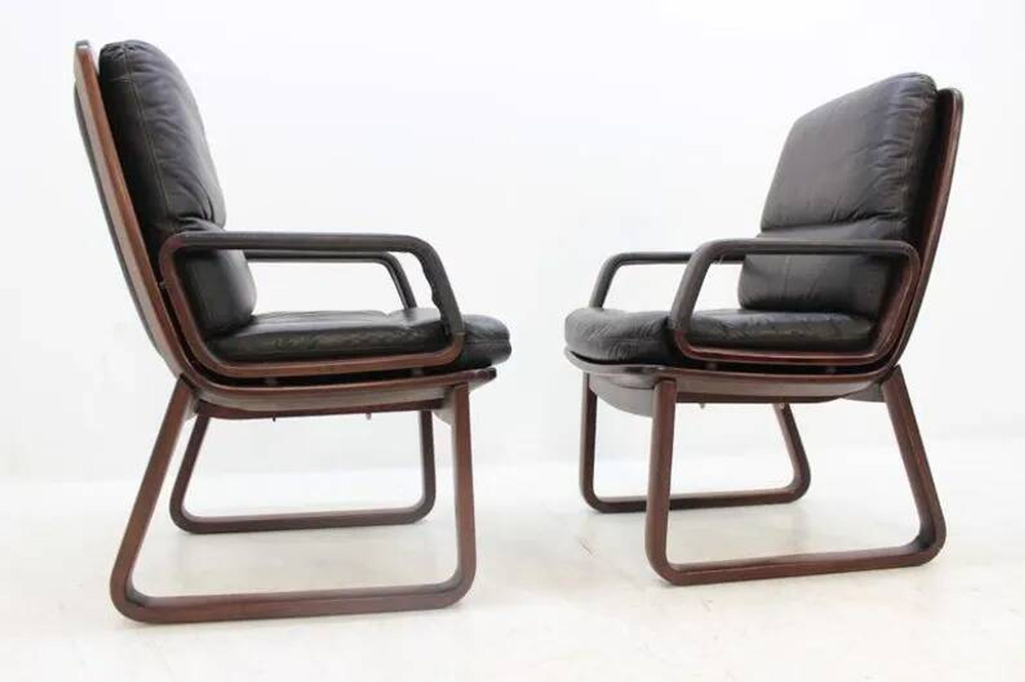 Set of Four Leather Armchairs by Eugen Schmidt, 1970s