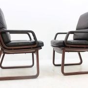 Set of Four Leather Armchairs by Eugen Schmidt, 1970s