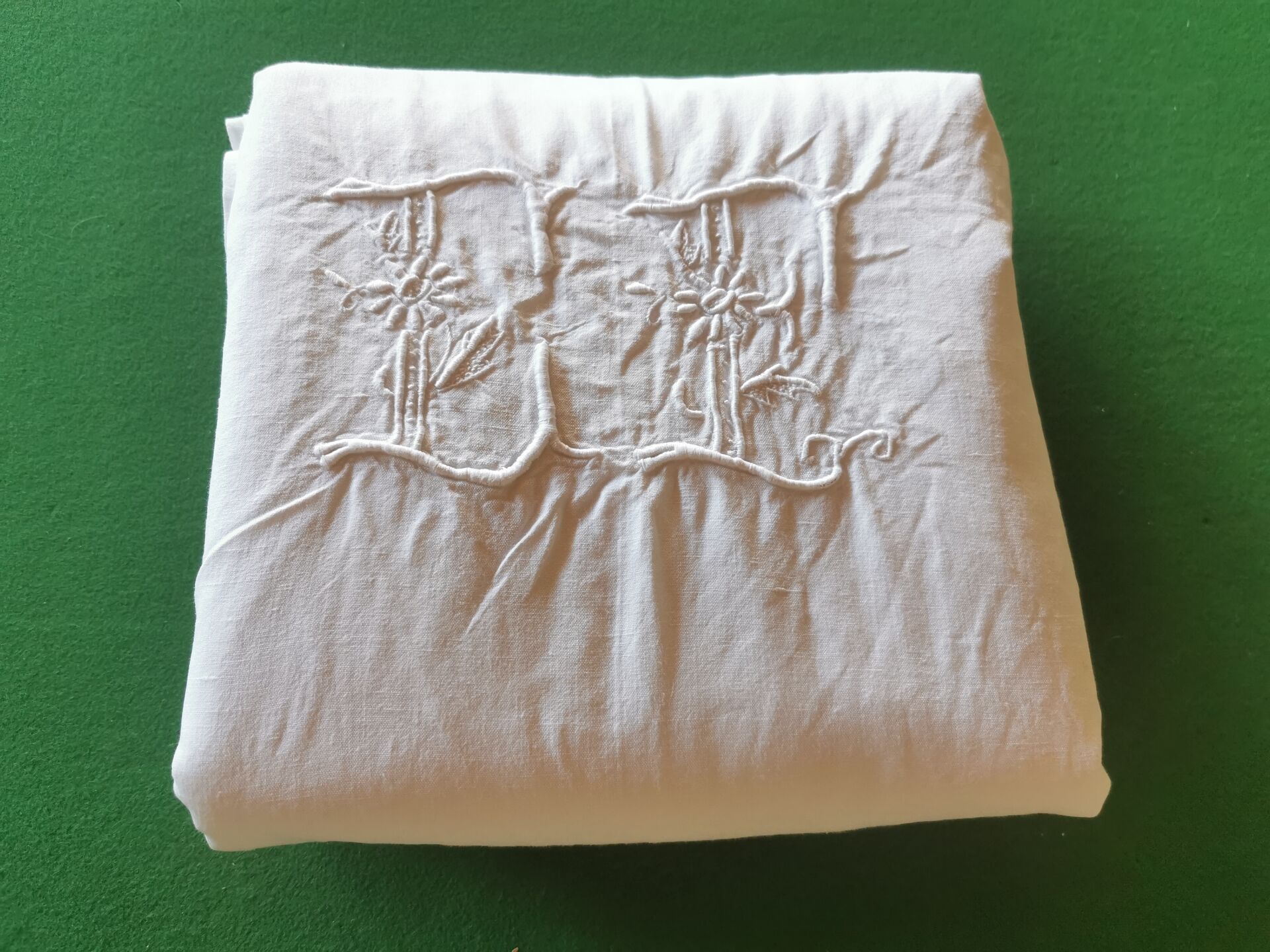 Old monogrammed fabric