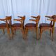 Set of 4 Bentwood Dining Chairs / Vintage Thonet Style, Red Faux Leather
