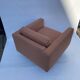 1970s Swivel Cube Armchair Chrome Peach Boucle Vintage Midcentury