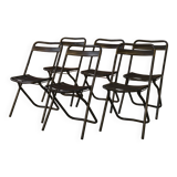 Set of 6 industrial folding chairs assembled by soldering 1950