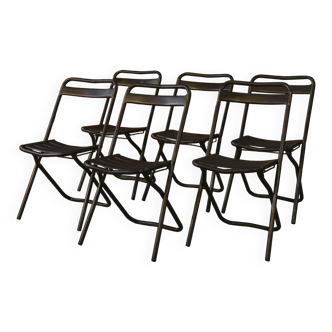Lot de 6 Chaises pliantes industrielles assemblage par brasure 1950