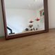 Beautiful vintage Danish teak mirror with mittered edges and nice brass det