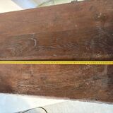 Antique rustic oak chest with original hardware and molded panels