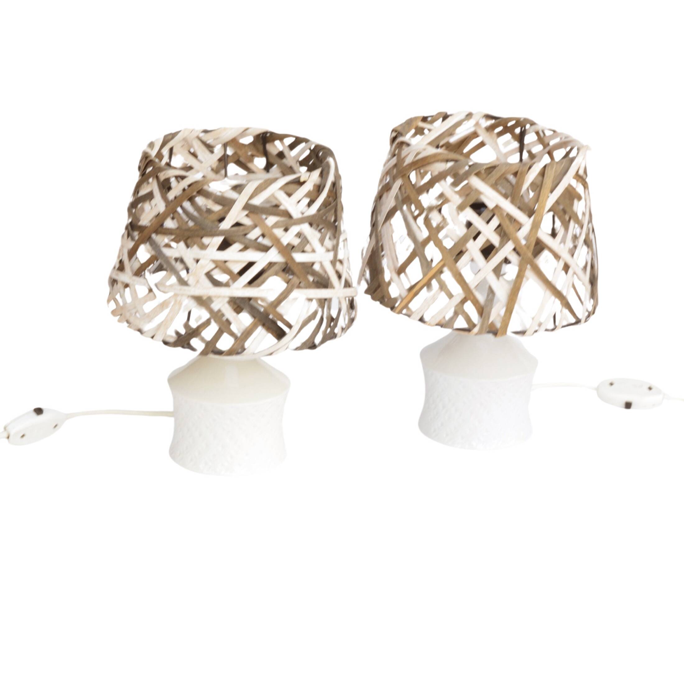 A pair of bedside lamps, porcelain base, Unterweisbach, Germany, 1970s.