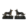 Dog bookends in black marble