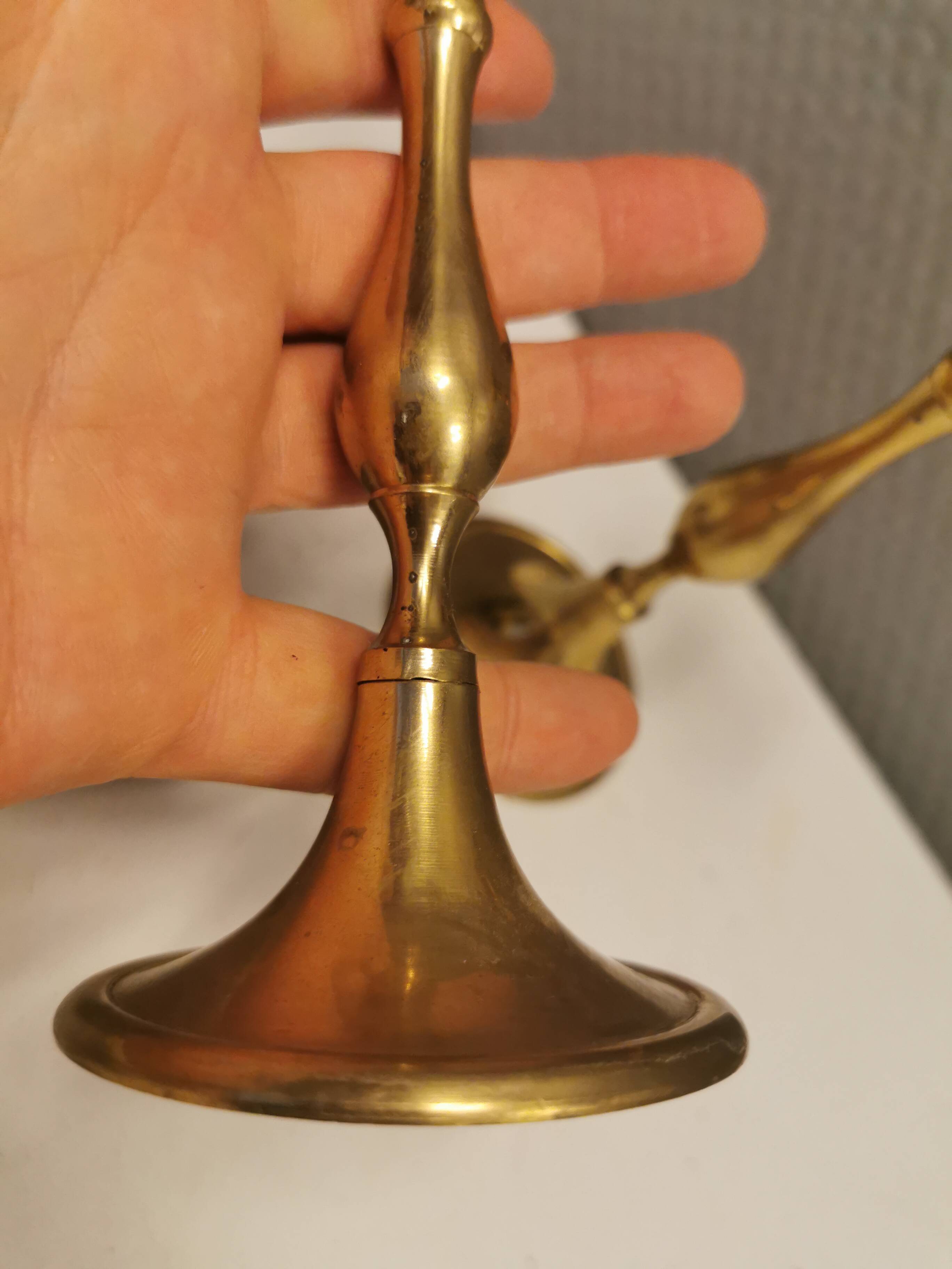 A set of classic Danish brass candle holders. Estimated 1960s.