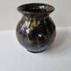 Ceramic vase with black and yellow flame glaze Signed Morvan Petit Massé