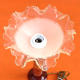 Lamp in marbled ceramic and polylobe glass lampshade