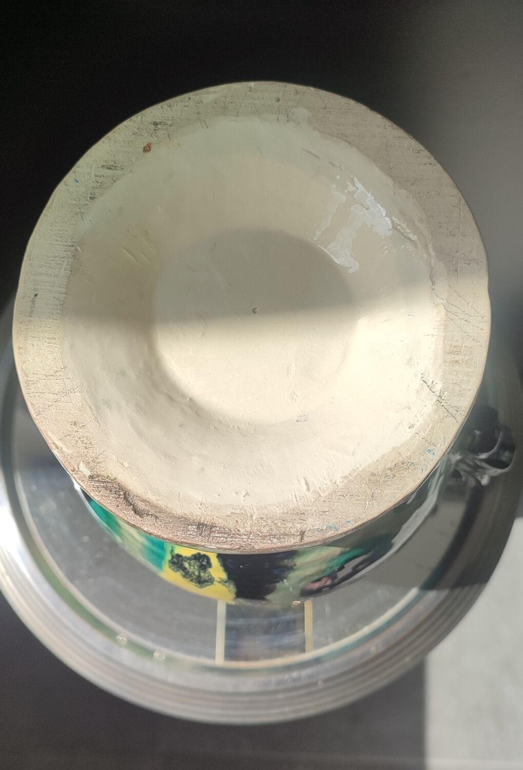 Art Deco vase in ceramic with flame glazes