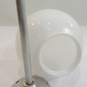 Vintage suspension in aluminum metal and opaline glass globe – Industrial design