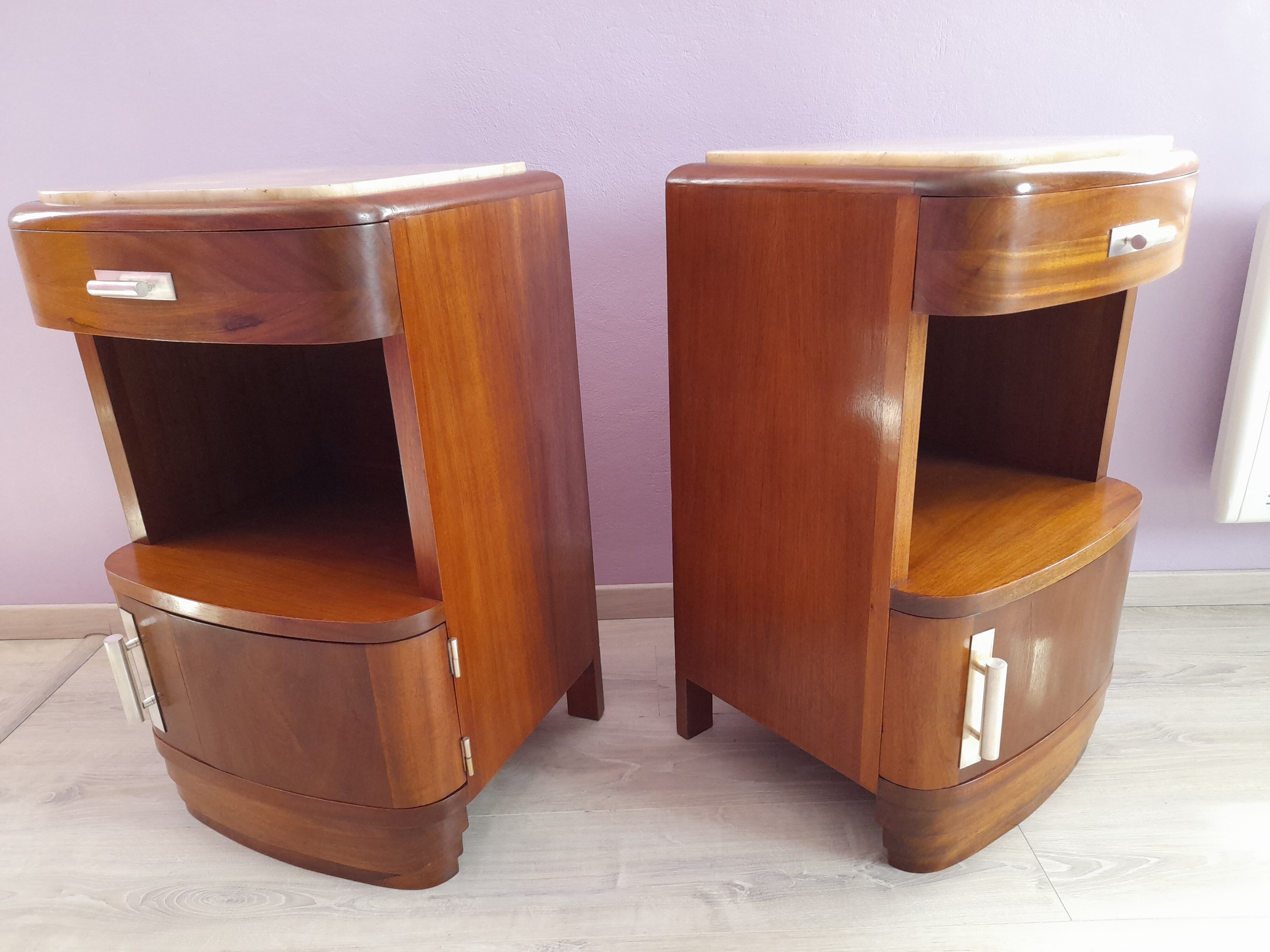 Pair of art deco bedside tables