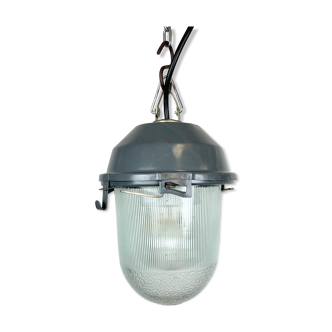 Grey Industrial Soviet Bunker Pendant Light, 1970s