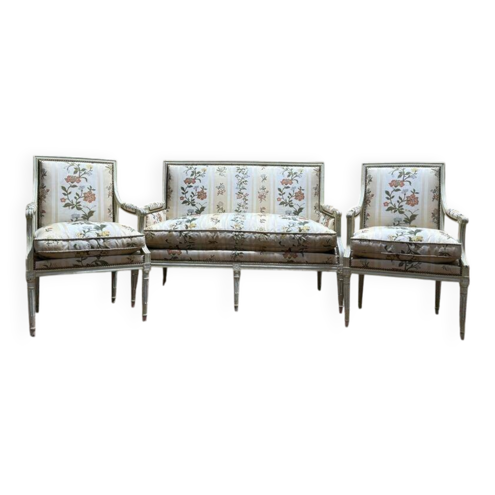Salon de style Louis XVI Canapé et Paire de fauteuils