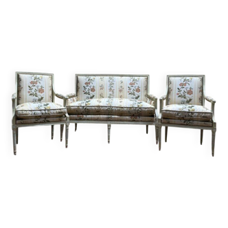 Salon de style Louis XVI Canapé et Paire de fauteuils