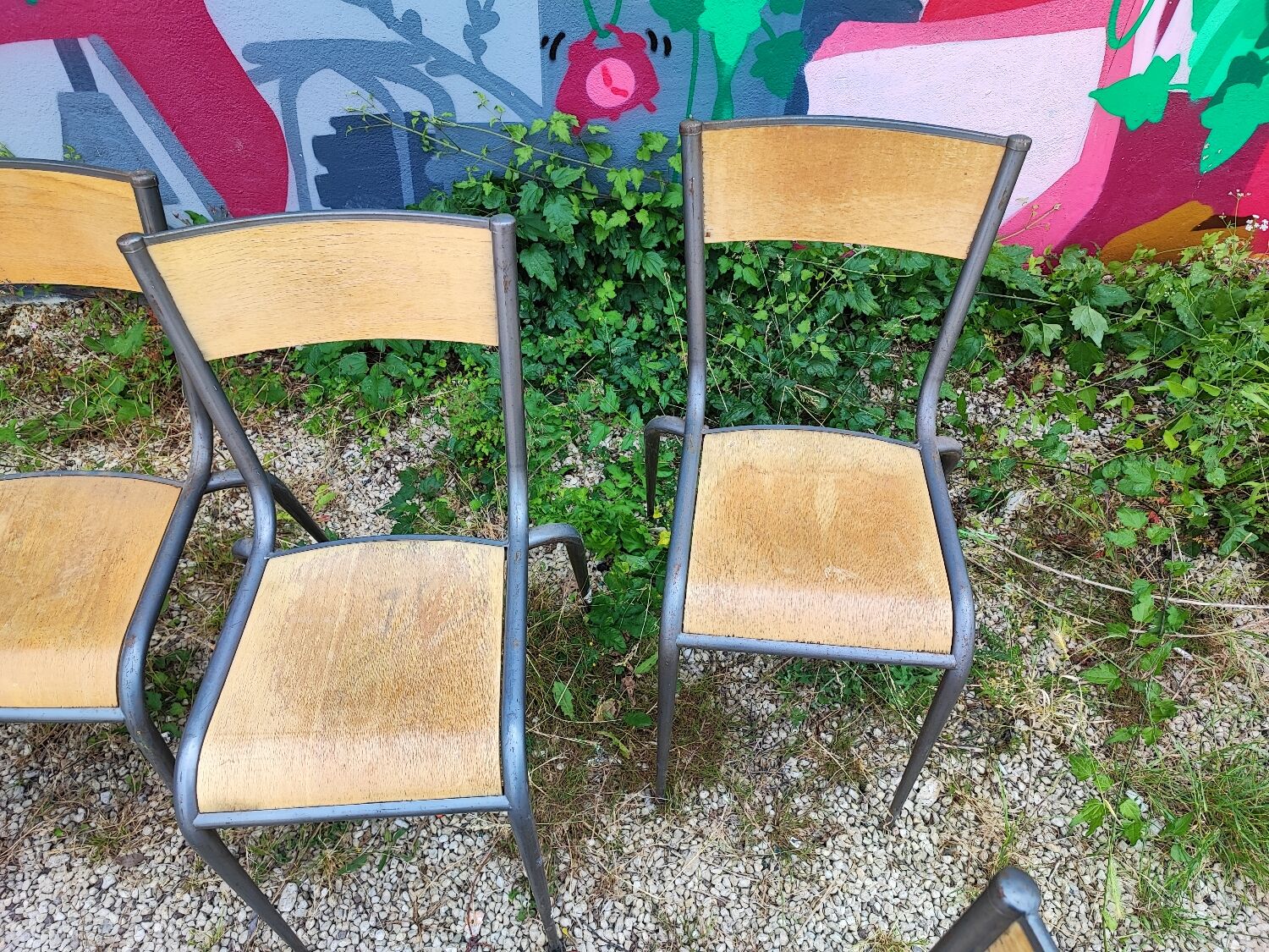 Six Mullca 510 school chairs with tapered legs