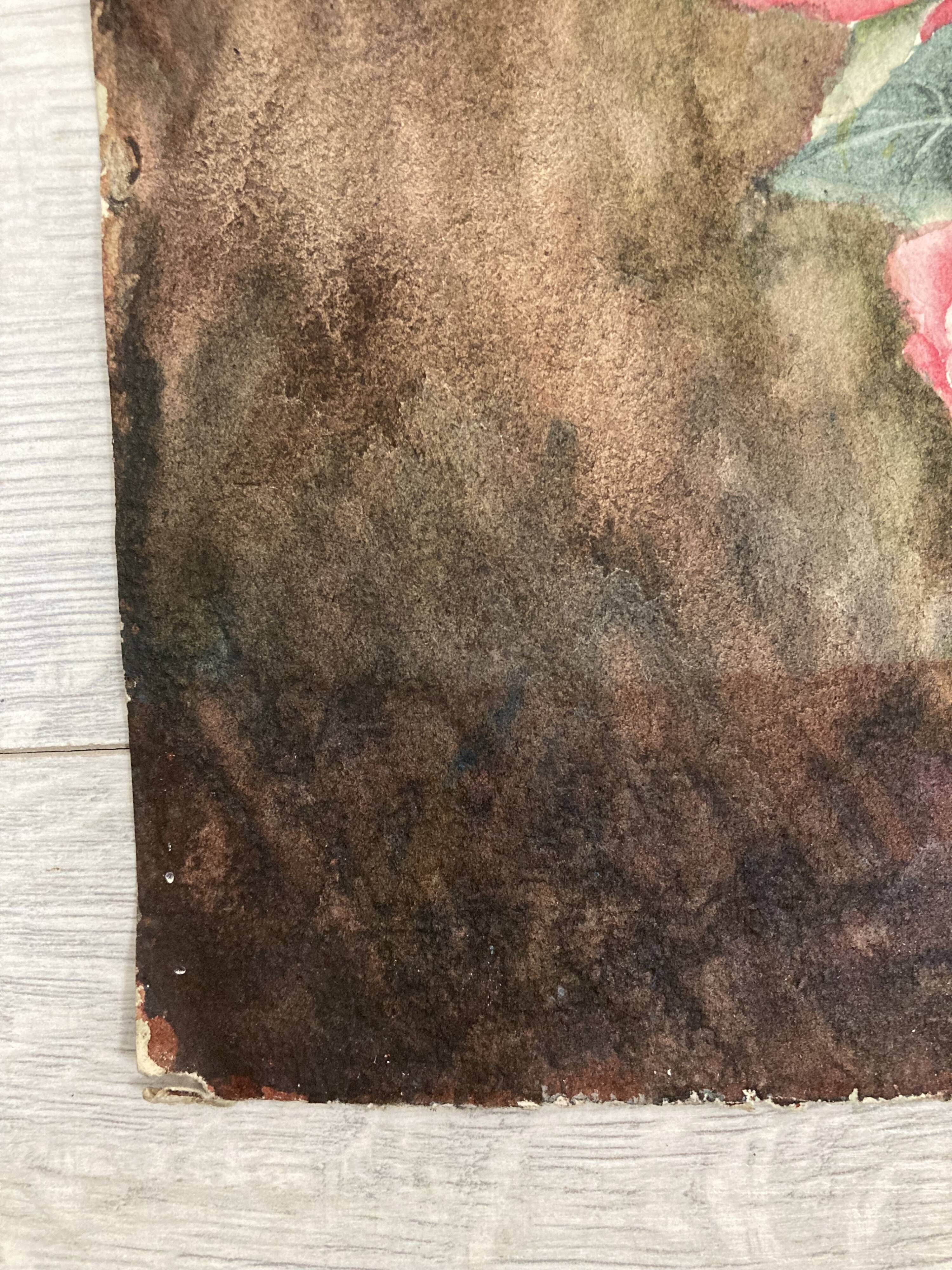 Aquarelle aux roses vintage