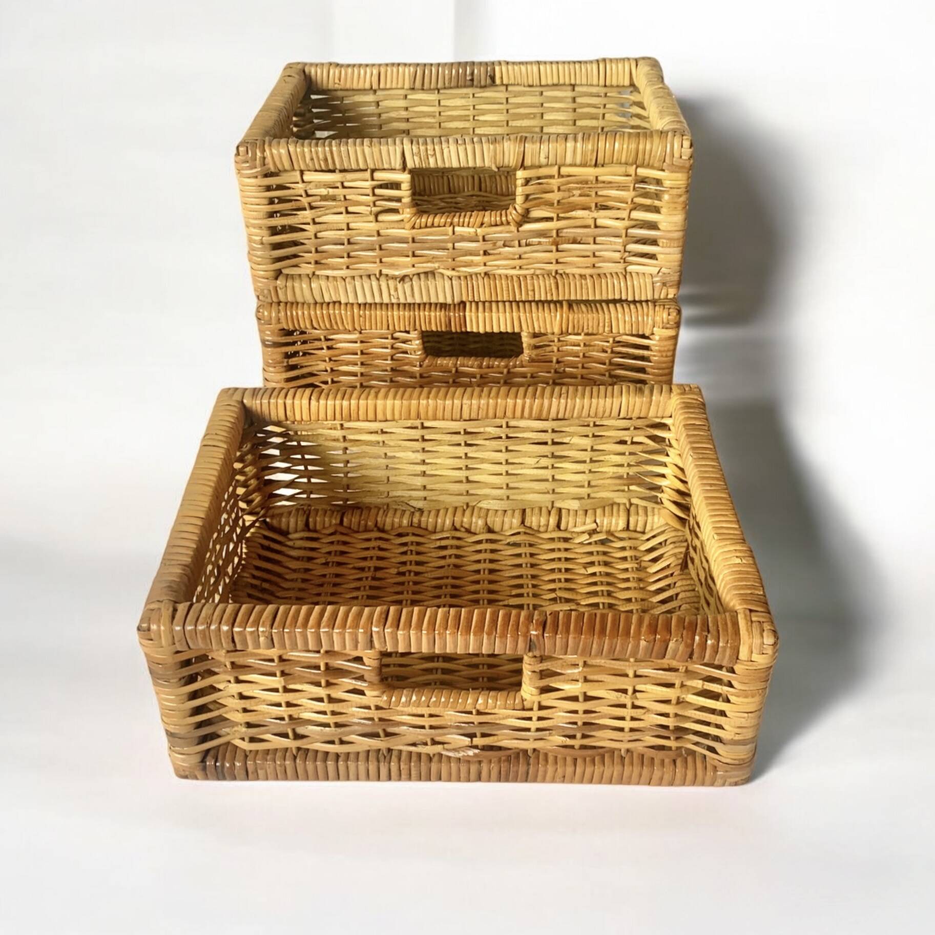 Vintage rattan and bamboo chest of drawers