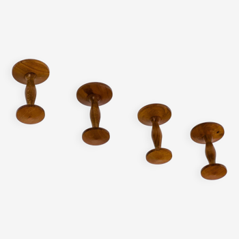 Set of 4 Danish Teak Coat Hooks, 1960s