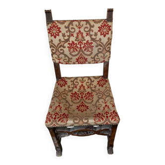 Chaise ancienne en bois et tissu