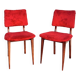 Pair of vintage wooden chairs with red fabric – 1960s/70s
