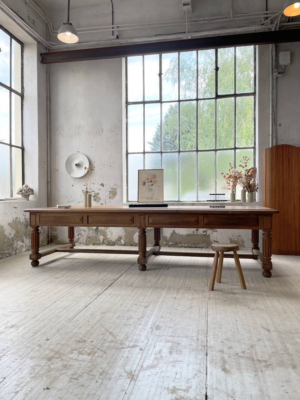 Solid walnut farmhouse castle table 1900 XXL