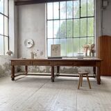 Solid walnut farmhouse castle table 1900 XXL
