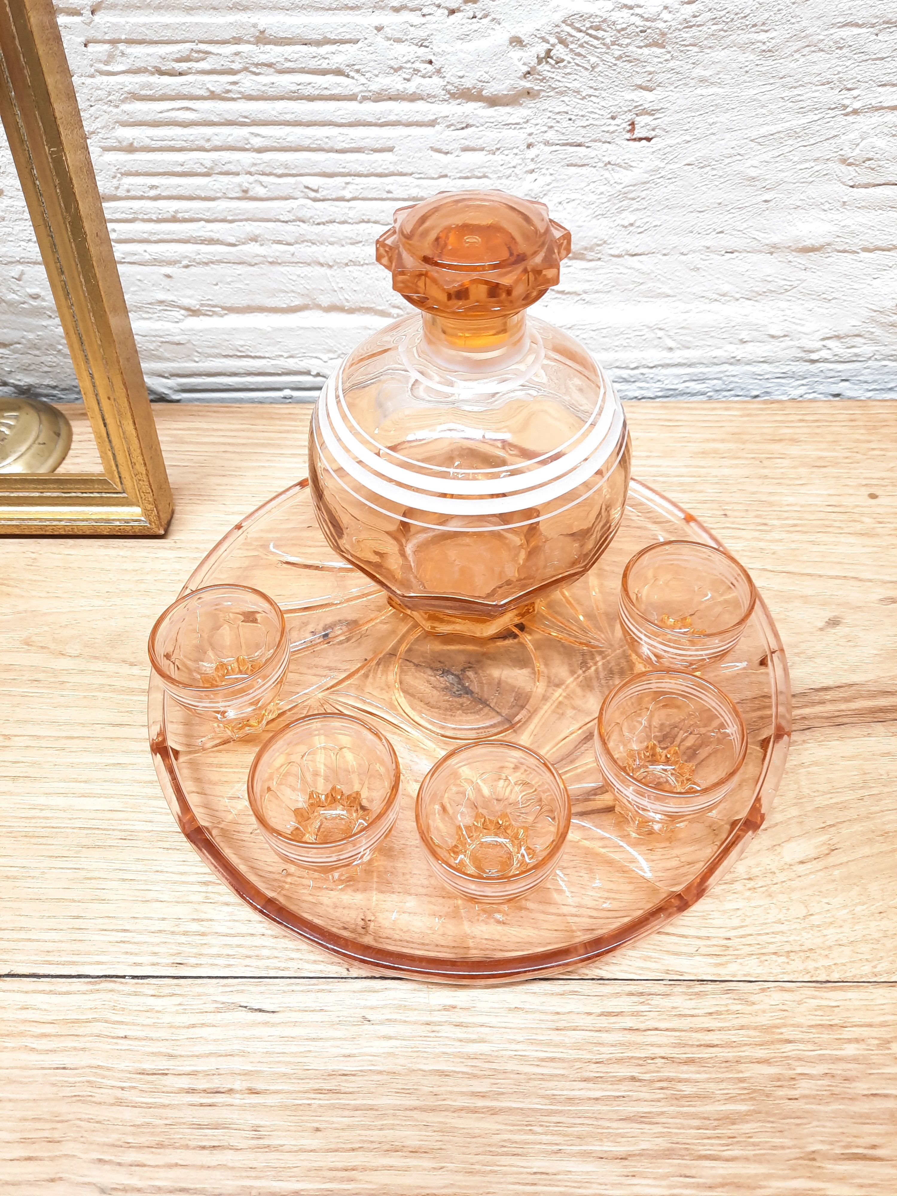 Art Deco pink liquor service