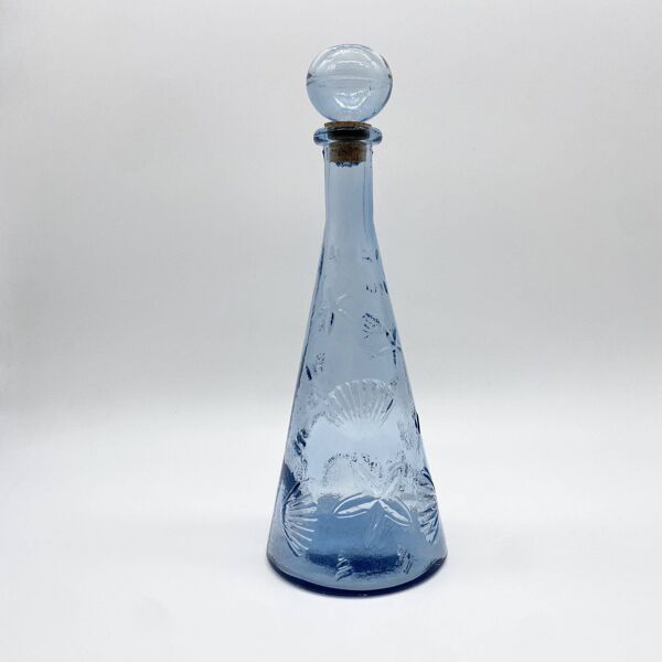 Carafe ''fonds marins'' verre bleu – Empoli, 1970s