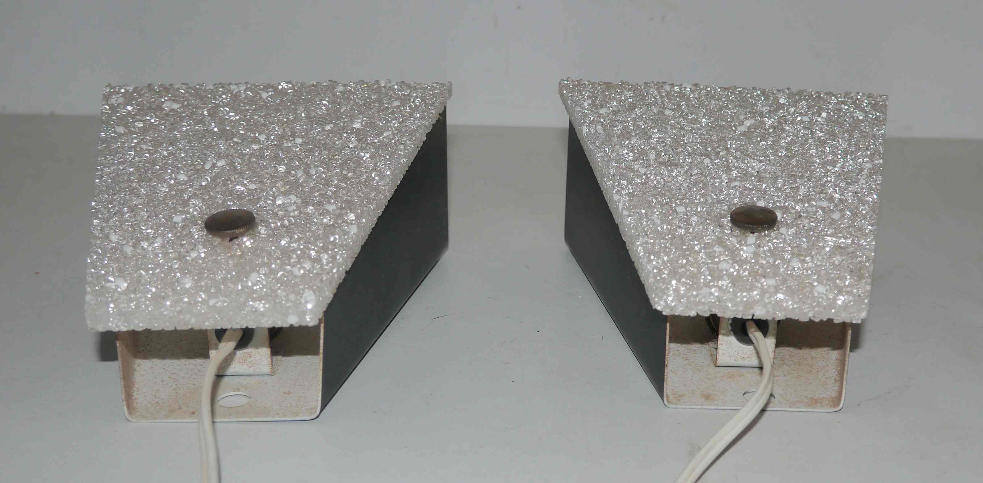 Pair of vintage perspex wall lamps