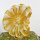 Murano glass scallop shell bowl from Italy with gold glitter trim.