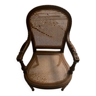 Fauteuil Bois et cannage XIXe siècle