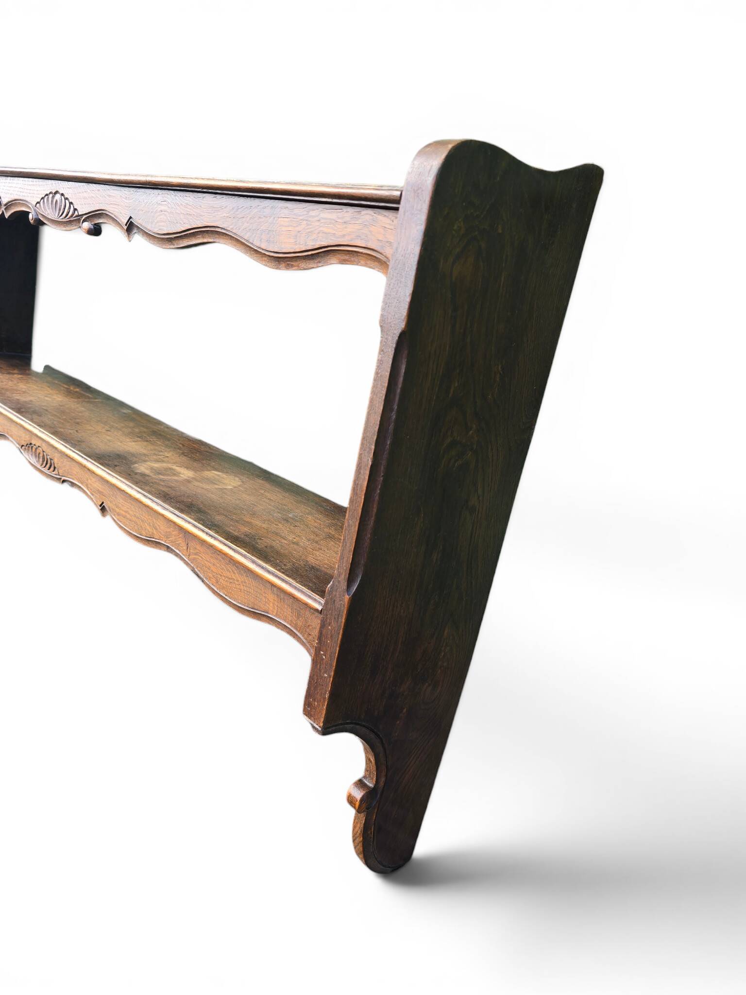 Large antique wall shelf in carved oak
