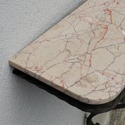Console of wall lamp of the 50s in wrought iron and marble top