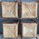 4 charlotte perriand style wood and straw chairs