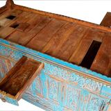 Damchaya blue chest original piece old teak with secrets