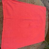 6 large cherry dyed damask cotton napkins, MB monogram, floral weave pattern