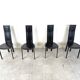 Vintage black leather dining chairs, set of 4, 1980s