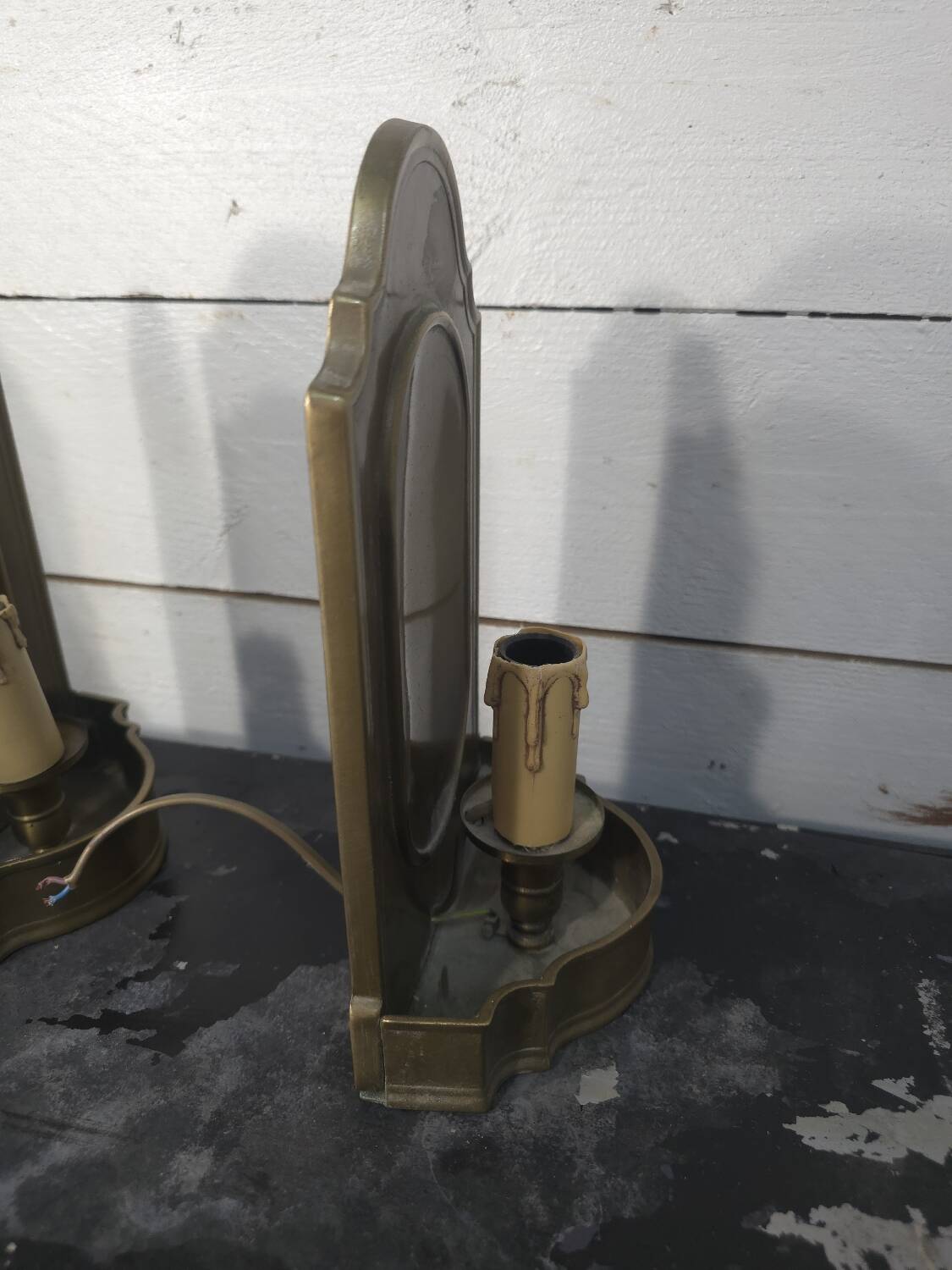 Vintage brass wall lights x 3