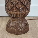 Carved wooden lamp base