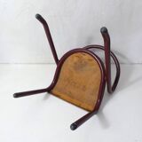 Vintage industrial design children's chair, tubular metal, curved wood