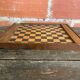 Double-Sided Wooden Checkers + Chess Game Board + Vintage Squares #D62