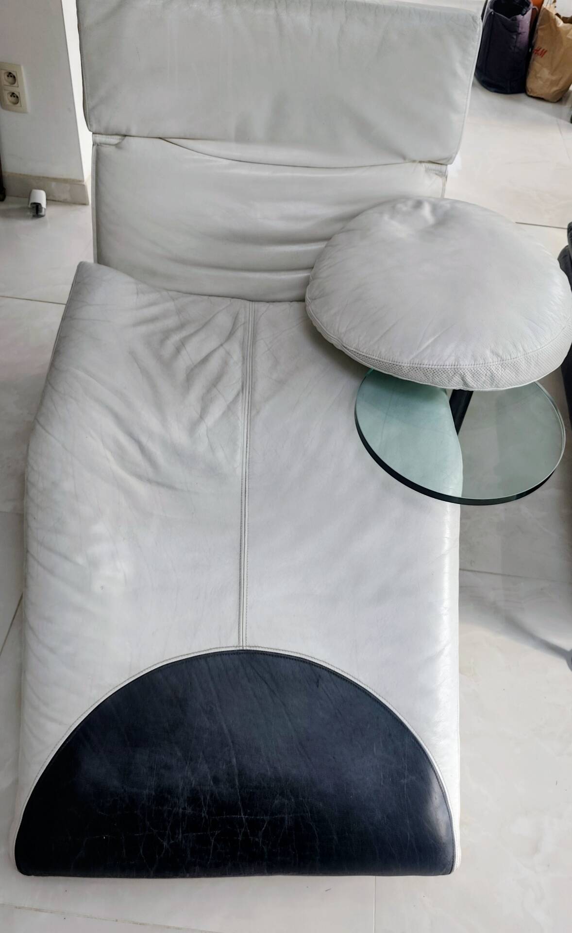 B & B Italia armchair model Arca from the 1980s in leather by Paolo Piva.